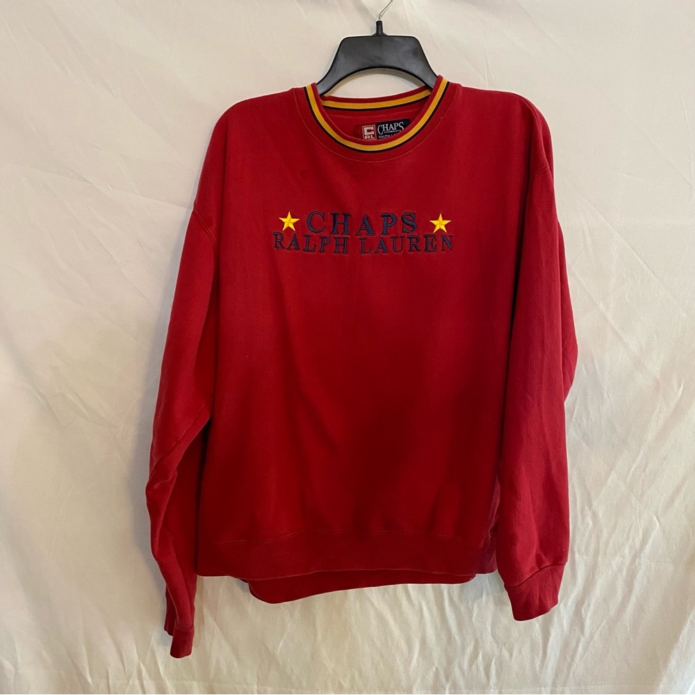 Chaps Ralph Lauren crew neck pullover sweatshirt size large deep red vintage